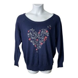 Torrid Navy Heart Butterfly Sweater, Size 2X New